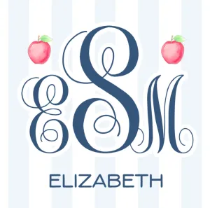 Apple Bag Tag- Blue Stripe Girl