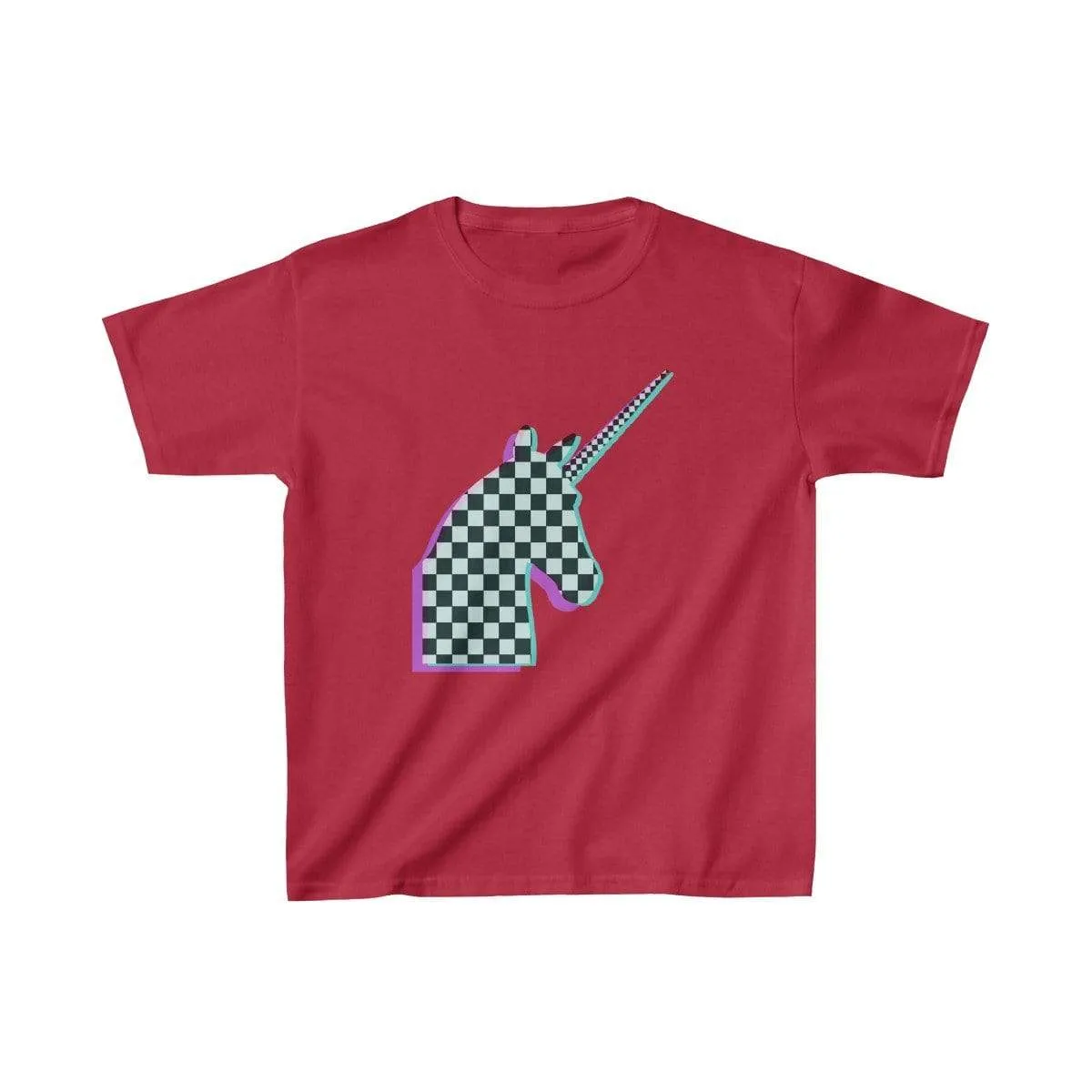 Glitch Aesthetic Unicorn Checker T-Shirt Kids
