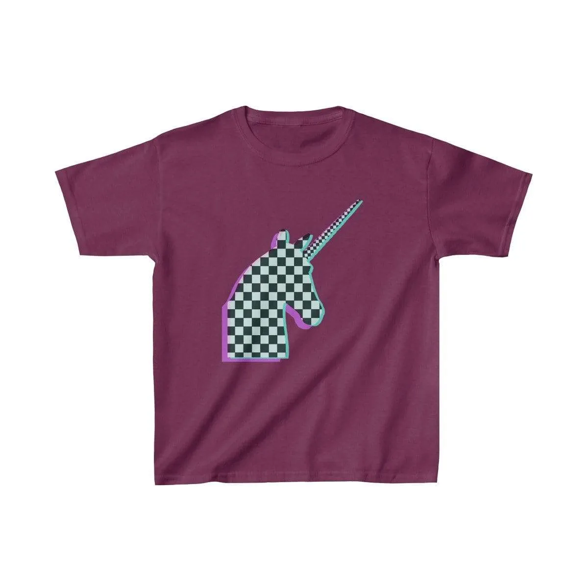 Glitch Aesthetic Unicorn Checker T-Shirt Kids