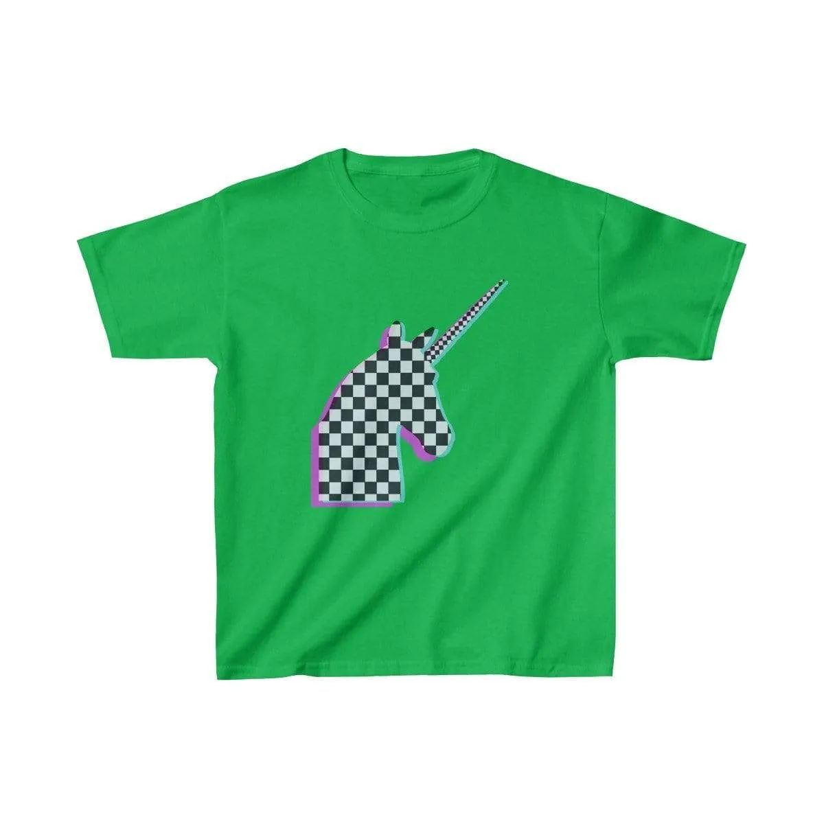 Glitch Aesthetic Unicorn Checker T-Shirt Kids