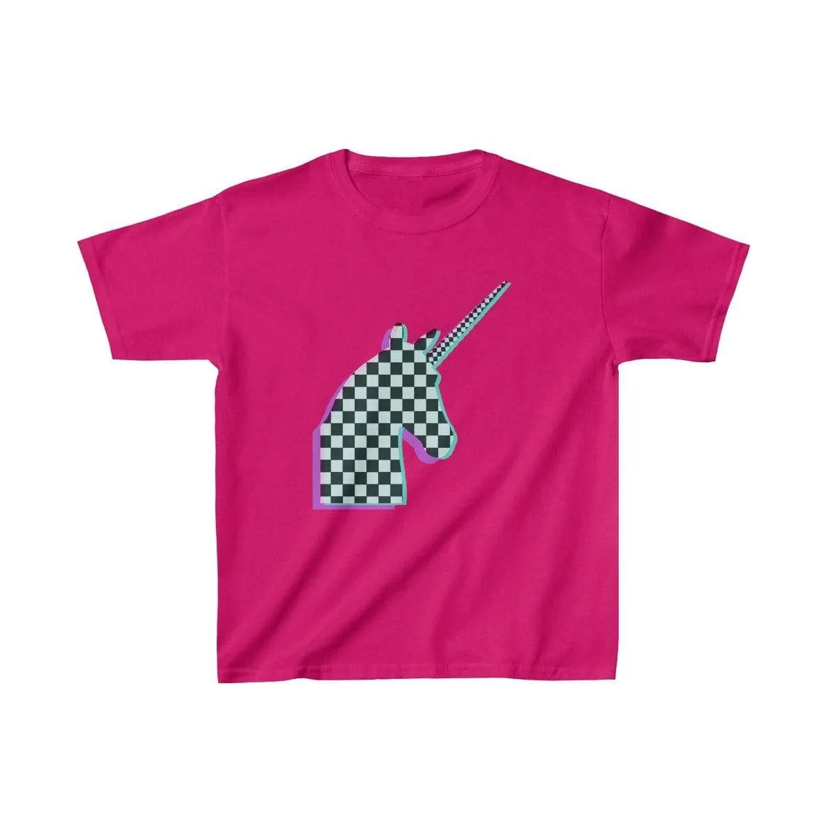 Glitch Aesthetic Unicorn Checker T-Shirt Kids