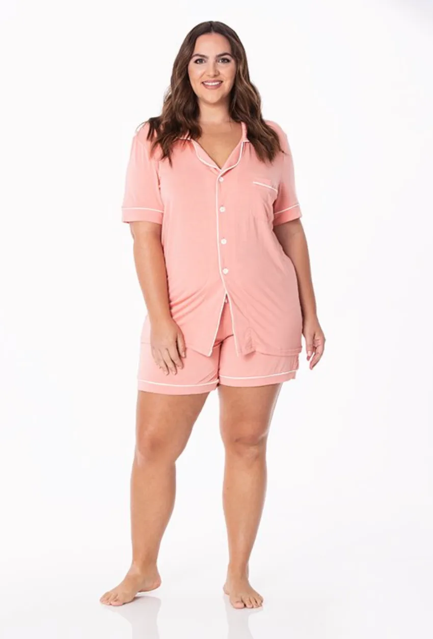 Kickee Pants Short Sleeve Collared Pajama Set with Shorts