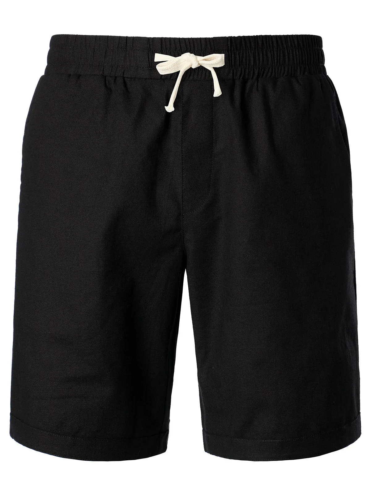 Men's Solid Color Breathable Linen Cotton Casual Shorts
