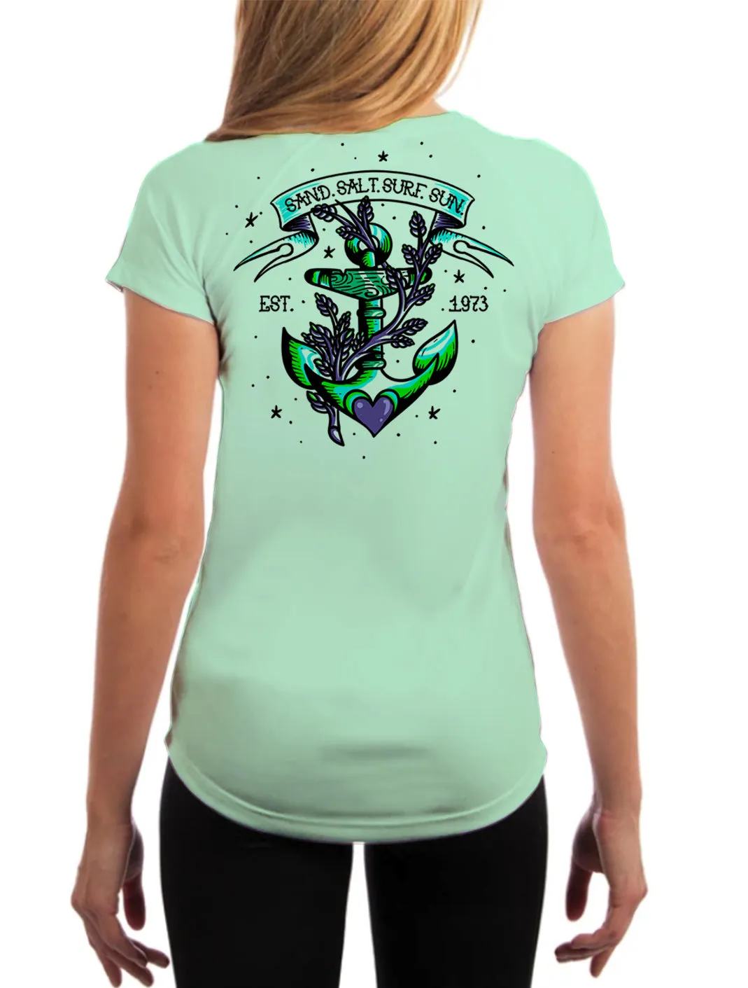 SAND.SALT.SURF.SUN. Anchor Women's UPF 50  UV Sun Protection Performance Short Sleeve T-Shirt