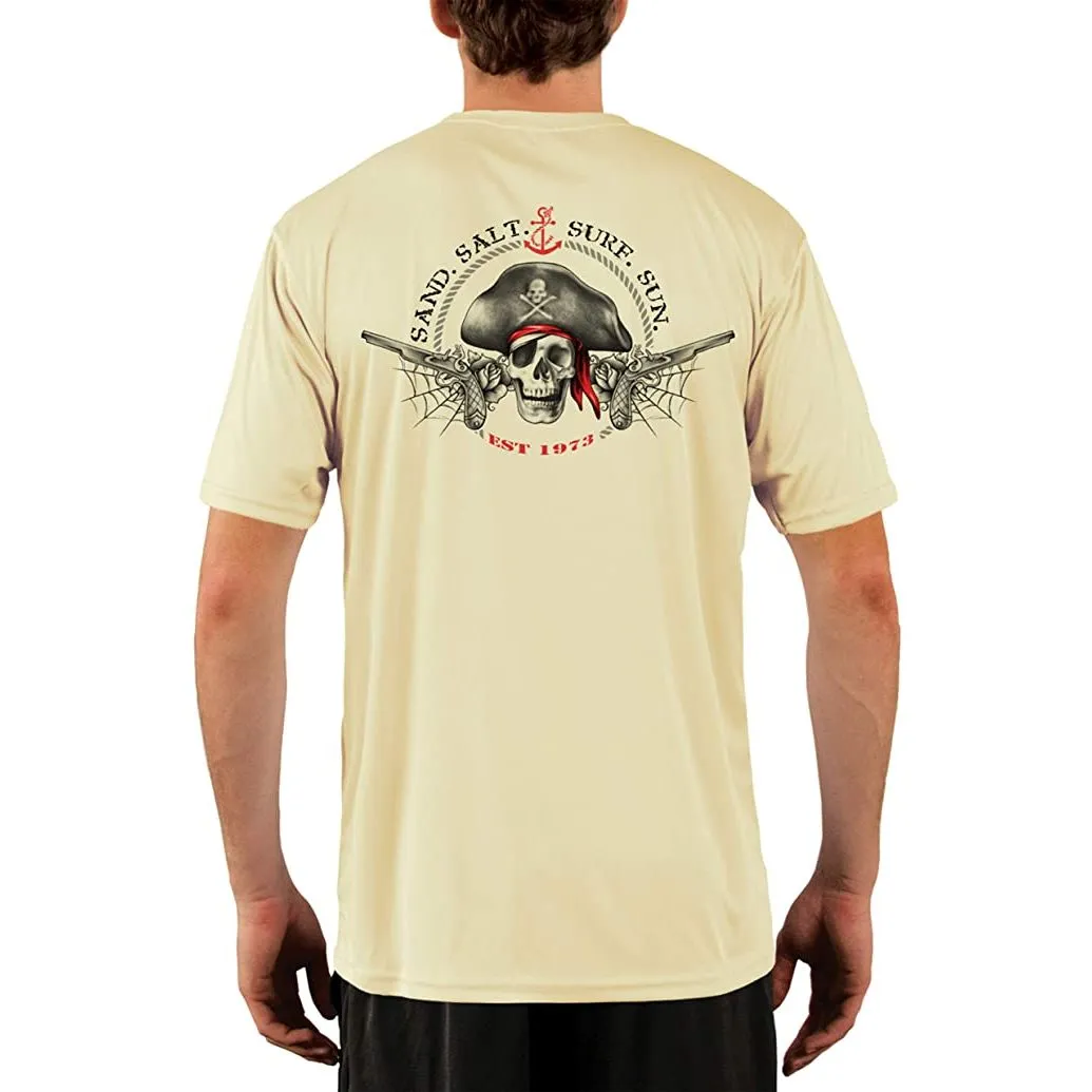 SAND.SALT.SURF.SUN. Vintage Pirate Men's UPF 50  UV Sun Protection Performance Short Sleeve T-Shirt